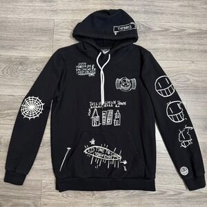 The‎ Boys Cotton Green Town Graphic Hoodie Black Doodle Print Mens Medium Skater